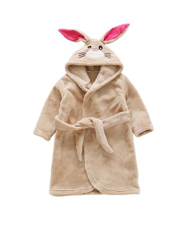 Miyanuby Baby Boys Girls Bathrobe Soft Flannel Langarm Animal Hoodie Morning Mantle Night Lashing Homewear For Children Baby Boys Gift 5-6 Years Rabbits Brown