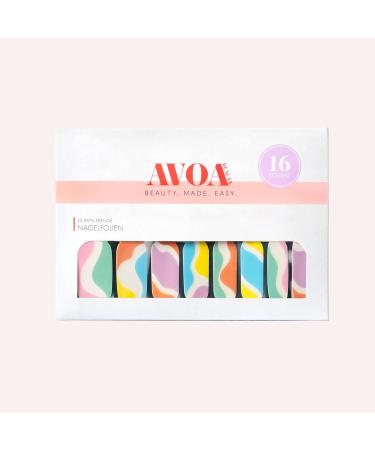 Avoa Beauty Nail Film - Summer Breeze | Purple White Yellow Blue Swirl | 16 Long-Lasting Self-Adhesive Nail Wraps | International Shipping Available - Buy Online on GoSupps.com