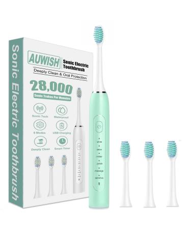 Sonic Electric Toothbrush for Adults and Kids Rechargeable Kids Electric Toothbrush with Timer 4 Toothbrushes Heads 6 Mild Modes Power Toothbrush for Sensitive Teeth and Children(6Y+)