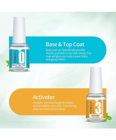 TOMICCA Dip Powder System Starter Kit - 2x15ml Dipping Top & Base Coat with Activator | No UV/LED Dip Manicure Set | Large Capacity Liquid Set for Nail Polish - Buy Online on GoSupps.com