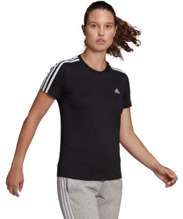 Buy adidas Women's Essentials Slim 3-Stripes Long Sleeve T-Shirt - Black/White | International Shipping Available - Buy Online on GoSupps.com