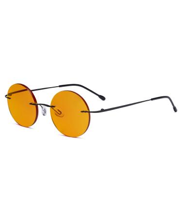 Eyekeper Titanium Blue Light Protection Glasses-Roundless computer reader women men with orange tinted glass for sleeping black +1.25 glass width 47mm BB98 Glass-black 1.25 x