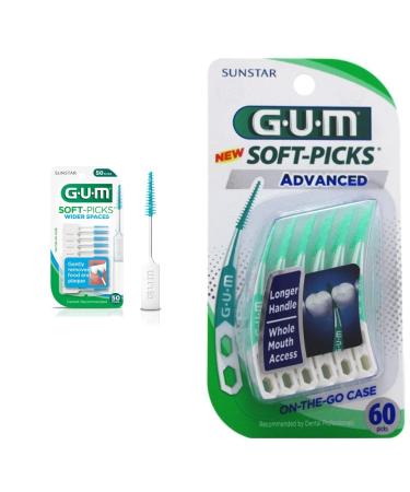 GUM - 10070942002360 Soft-Picks Wider Spaces Dental Picks, 50 Count (Pack of 6) & 650R Soft-Picks Advanced Dental Picks, 60 Count 300 Count Dental Picks + Dental Picks, 650R