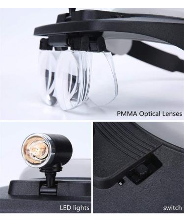 Headhand Magnifier Glasses with Lamp Old Man Reading Magnifier 1.2X 1.8X 2.5X 3.5X HD Lens Repair Circuit Board Mobile Phone Watch Identification Coin Calligraphy Stamp Tool Good Times - Buy Online on GoSupps.com