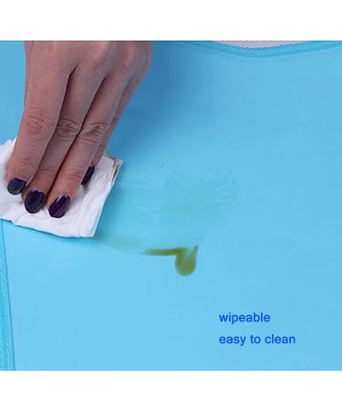 Yygmss Waterproof Silicone Bibs for Adults - Washable & Easy to Clean with Collection Container | Extra Long Blue Design - Buy Online on GoSupps.com