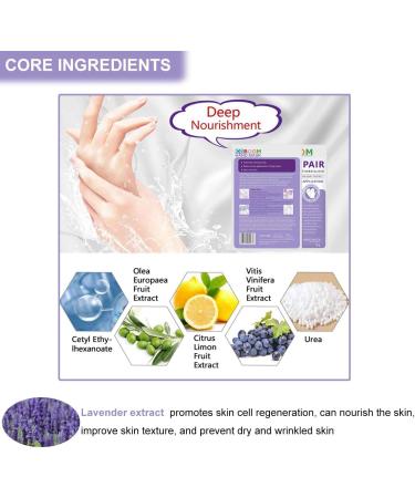 Lavender Hand Moisturizing Gloves - 3 Pairs | Hydrating and Anti-aging Hand Mask for Dry, Cracked Skin - Buy Online on GoSupps.com