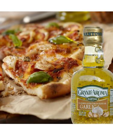 Mantova GrandAroma Garlic Flavored Extra Virgin Olive Oil - 100% Natural, Heart-Healthy Italian Cooking Oil for Salad, Pasta, Garlic Bread, Meats - 8.5 oz (Pack of 2) - Buy Online on GoSupps.com
