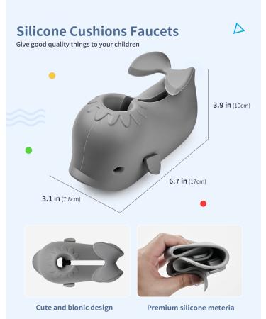 Mandoo Baby Bathtub Faucet Cover - Tub Spout Protector for Kids - Grey Whale Design - Buy Online on GoSupps.com
