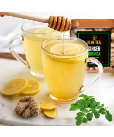 BLUE TEA - Ginger Moringa Herbal Tea - 36 Tea Bags (Pack of 2) |HEALTHY SUPERFOOD | Blend of Indian Ginger and Fresh Moringa | Caffeine Free | Eco-Sustainable Packaging - Buy Online on GoSupps.com