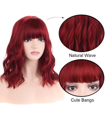 Buy Beron 35.6 cm Wine Red Short Curly Synthetic Wig with Pony & Wig Cap - Perfect for Women & Girls | International Shipping Available - Buy Online on GoSupps.com