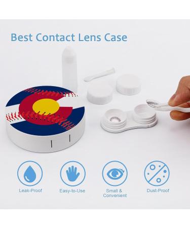 Colorado Flag Baseball Contact Lens Travel Kit | Portable Cute Box with Mirror for Daily Outdoor Use - Buy Online on GoSupps.com