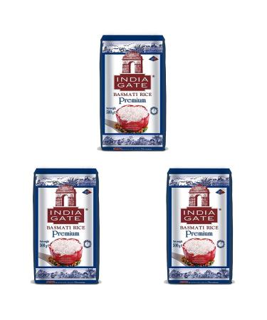 India Gate Premium Basmati Rice - Fine aromatic long grain rice from India fine long grain (1 x 500 g) (pack with 3) 500 g (3 pack)