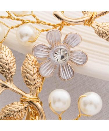 JUSTUSNX Gold Bride Flower Hair Accessories Pearl Crystal Headpiece Wedding Hair Pins Bridal Hair Piece for Women and Girls - Buy Online on GoSupps.com