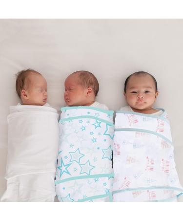 Miracle Blanket Baby Sleep Swaddle Wrap - Aqua Stars, Newborn Boy/Girl 0-3 Months - Buy Online on GoSupps.com