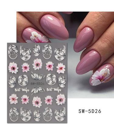 5D Spring Cherry Blossom Nail Art Stickers - 3D Embossed Decals for Women's Nail Design (4 Sheets) - Buy Online on GoSupps.com