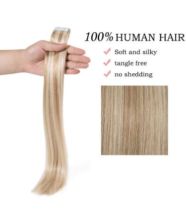 SEGO Tape Hair Extensions - 100% Real Human Hair Adhesive 20 Pieces + 10 Free Tapes Honey Blonde #18P613 14 (35cm) 40g - Perfect for Seamless Application - Buy Online on GoSupps.com