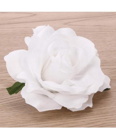 Solustre Rose Flower Hair Clips Brooch Artificial Big Rose Hairpin Pin up Flower Brooch for Women Girls Party (White) - Buy Online on GoSupps.com