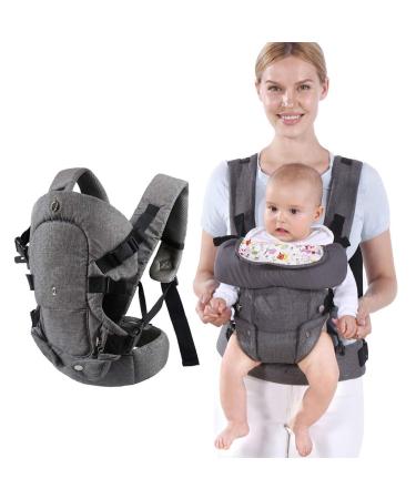 Baby Soft Carrier for Newborn,Infant Sling Carrier Wrap Ergonomic Design 4 in 1 Infants Carriers Front and Back,Multi-Functional Hug Strap for 7-45lbs(3-48 Months)Newborns and Baby-Grey