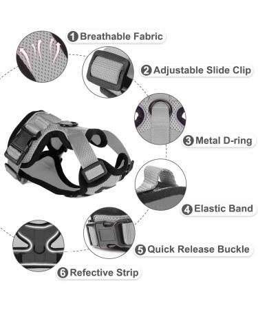 Breakproof Cat Leash Set with Adjustable Soft Vest & Reflective Stripes | Gray XS Cat Dishes for Small Kittens - Buy Online on GoSupps.com