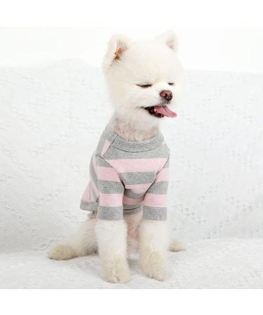 Lucky Petter Large Dog Cotton Rugby Striped T-Shirt in Pink/Gray - Soft & Breathable Pet Clothes - Buy Online on GoSupps.com