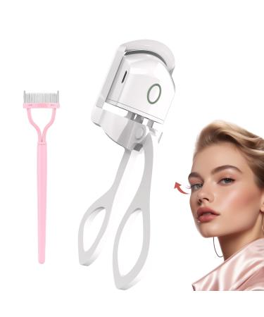 Heated Eyelash Curler Electric Heated Lash Curler Rechargeable 2 Heating Modes with Sensing Heating Silicone Pad Portable Handheld Makeup Tools for Women(White) x1
