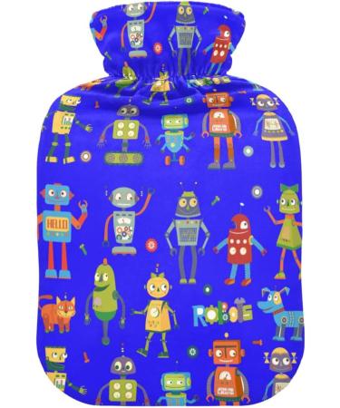 NAANLE Cartoon Robot Heating Bag - 2L Transparent Hot Water Bottle for Pain Relief & Therapy | Large Sized for Bed Hand and Foot - Buy Online on GoSupps.com