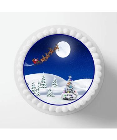 PRECUT 7" Christmas Cake Topper Christmas Snow Scene Edible Christmas Cake Decorations Santa Cake Toppers Xmas Cake Decoration Round Christmas Cake - Buy Online on GoSupps.com