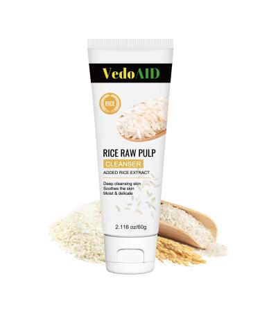 Lanemay Rice Raw Pulp Cleanser with Niacinamide Vitamin B3 Clean Skin Formula 2.116 oz/60g (1 Cleanser) 1 Cleanser