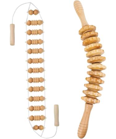 Wood Therapy Massage Tools | 12 Rolls 360 Rotatable Wooden Muscle Roller for Pain Relief & Anti-Cellulite - Buy Online on GoSupps.com