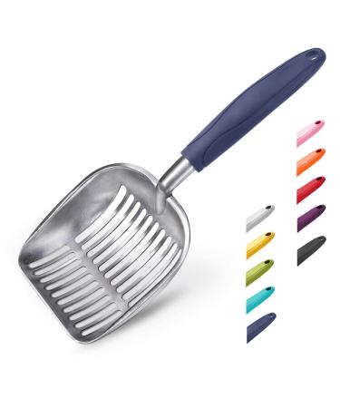 WePet Cat Litter Scoop, Aluminum Alloy Sifter, Kitty Metal Scooper, Deep Shovel, Long Handle, Poop Sifting, Kitten Pooper Lifter, Durable, Heavy Duty, for Litter Box Large FLAT Aluminum  #01 Blue Handle - Buy Online on GoSupps.com