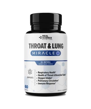 Real Science Throat & Lung Detox Capsules to Clear Mucus Sore Throat & Support Breathing Lung Support Supplement with Vinitrox GABA Vitamin C & D for Long-Term Cough & Respiratory Relief 60 Caps