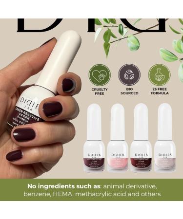 DIDIER LAB Green Reactive - Bordeux - Vegan Nail Varnish - Long Lasting Nail Polish - Hema Free - Cruelty Free - 25 Free Formula - Non Toxic Nail Polish - Maroon Nail Polish - 10ml - Buy Online on GoSupps.com