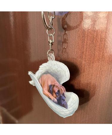 Cute Sleeping Dog Angel Car Pendant - Keychain for Dog Lovers | Pet Rear View Mirror Decor & Accessories  - Buy Online on GoSupps.com