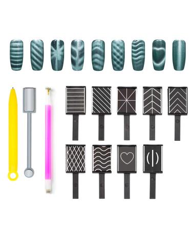 12-Piece Nail Magnet Tool - Super Strong Double-Head Cat Eye Magnet Stick for 3D Nail Art - Flower Design DIY Cat Eye Effect Plate - Manicure Tool - Buy Online on GoSupps.com