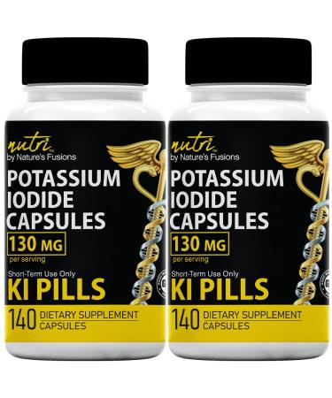 Potassium Iodide Capsules 130 mg (2 Pack) - (280 Capsules) EXP 10/2032 - Ki Pills Potassium Iodine Tablets 130 mg - Potassium Iodide Tablets YODO Naciente