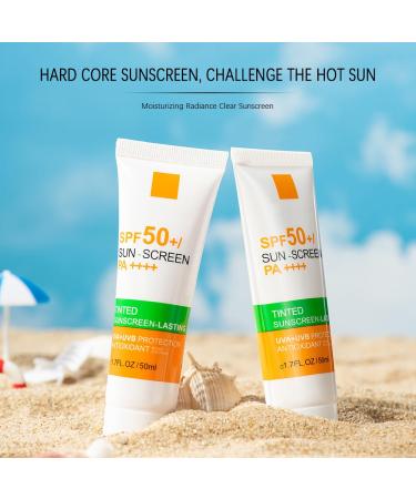 Hydrating SPF 50 Mineral Sunscreen for Face & Body | Tinted Sunblock with Hyaluronic Acid & Vitamin E - All Skin Types (1PCS - Buy Online on GoSupps.com