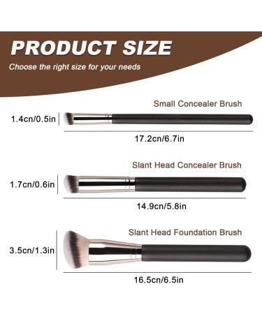 3Pcs Foundation Concealer Brush Slanted Foundation Brush for Liquid Makeup Angled Cream Foundation and Under Eye Concealer Brush Set for Blending Cream Powder Buffing Stippling (3 Sizes) - Buy Online on GoSupps.com