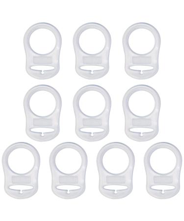 AUEAR 10 Pack Silicone Adapter Rings Holder for Nipple Pacifier Clip Food Grade Transparent Color