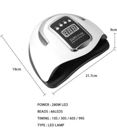 Yorking 280W LED Nail Dryer Lamp - UV Gel Light with Timer & Sensor for Gel Nails Shellac & Toenails - Fast Drying Professional Quality - Buy Online on GoSupps.com