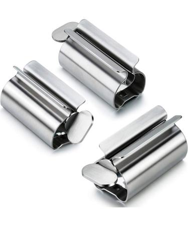 Ardentity 3 pieces Tuben squeezer toothpaste squeezer metal roll tube toothpaste squeezer toothpaste seat holder standing toothpaste dispensers for bathrooms