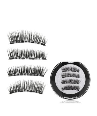 3PC 4 Magnetic Eyelashes Natural Eyelash Tape Without Glue Eyelashes Can Be Reused Best False Eyelashes (Size : KS01-4)