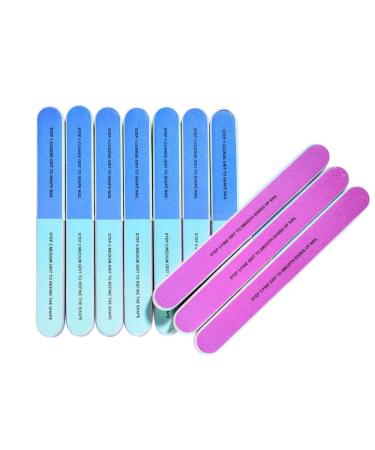 10 PCS IFUNSON Professional 7 Way Nail File and Buffers for Women Girls  Emery Boards  Manicure Tools