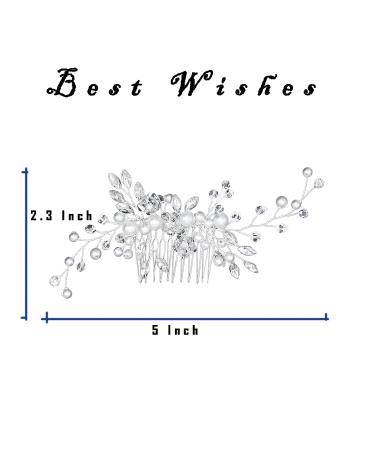 Silver Crystal Flower Bride Wedding Hair Comb with Pearl - Bridal Headpiece for Women - Elegant Hair Accessories - 1 Pack - Buy Online on GoSupps.com