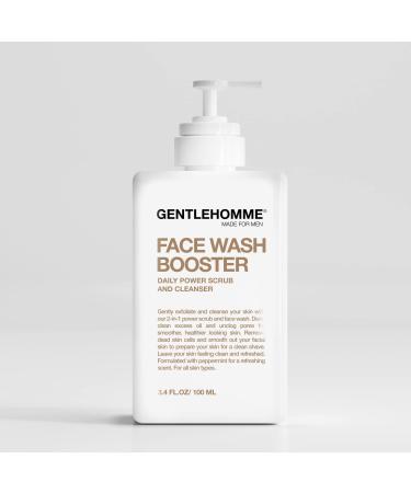 Men s Face Wash & Exfoliator - Daily Exfoliating Face Cleanser for Men - Plant-Based Ingredients Peppermint Face Scrub - Travel Size -3.4 fl oz