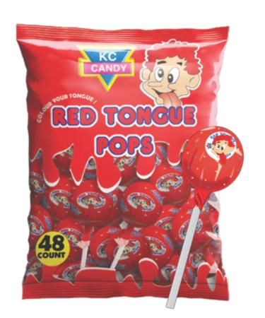 KC Candy Red Tongue Lollypops 48 Count Box of 16-Fd