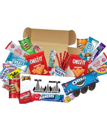 Snack Mountain Care Package (25 Count) Cookies Chewy Granola Bar Candy Chips Popcorn Variety Gift Bundle Mix College Students Holiday Assortment Basket