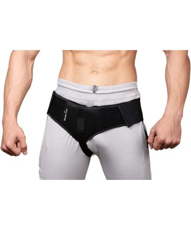 Wonder Care - Black Inguinal Hernia Support Truss for Single Inguinal or Sports Hernia with one Removable Compression Pads & Adjustable Groin Straps Surgery & injury Recover (Left M-32-35 inches) M(32"36") Single-left
