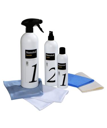 Professional bathroom sealing set with lotus effect nano sealing nanotol sanitary set with cleaner & protector + microfiber cloth for lime protection for shower cubes ceramics tiles-set L "L" is sufficient for 80 m