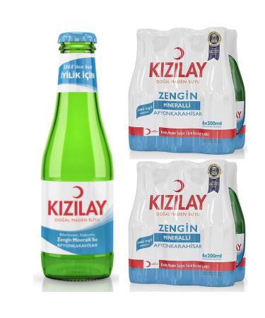 KIZILAY Natural Rich Mineral Water with Bicarbonate and Sodium 200ml x 12 Bottles with Pufai Grocery 12 Bottles