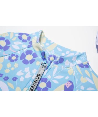BONVERANO Baby Girls Swimsuit - Toddler Long-Sleeve Zipper One Piece Purple Flower Bathing Suit with UPF 50+ Sun Protection | 2-3 Years - Buy Online on GoSupps.com